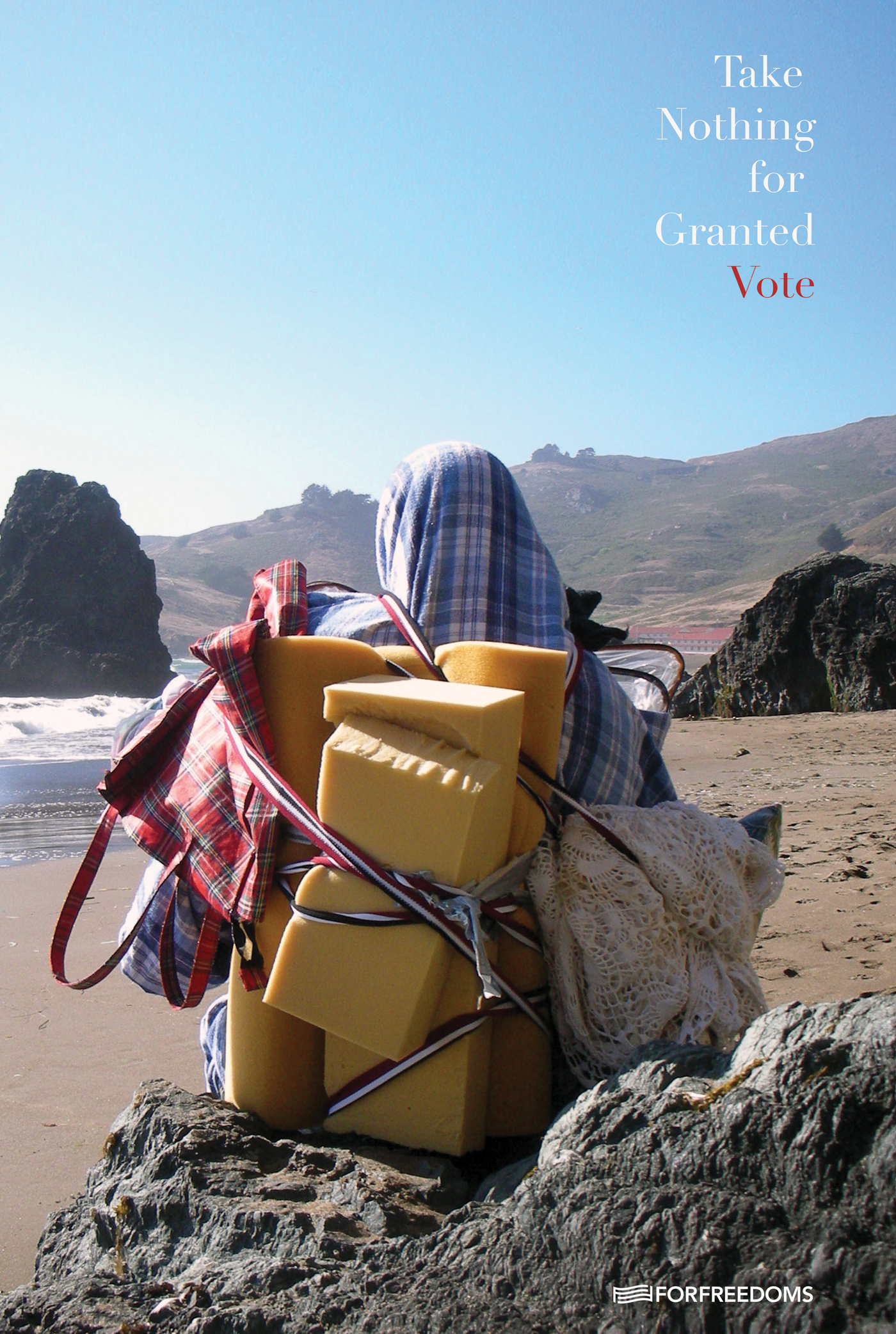 Shinique Smith, Portrait of Shinique as a Bundle on Rodeo Beach (3 months before Cosco oil spill), 2007